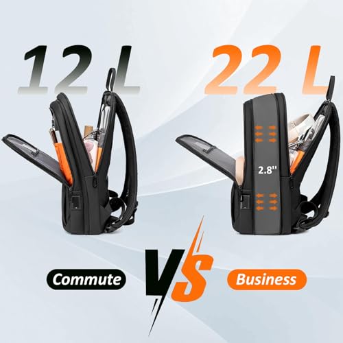 Mochila FENRUIEN para Hombre Negra con Puerto USB para Laptop 15.6" miniatura 2