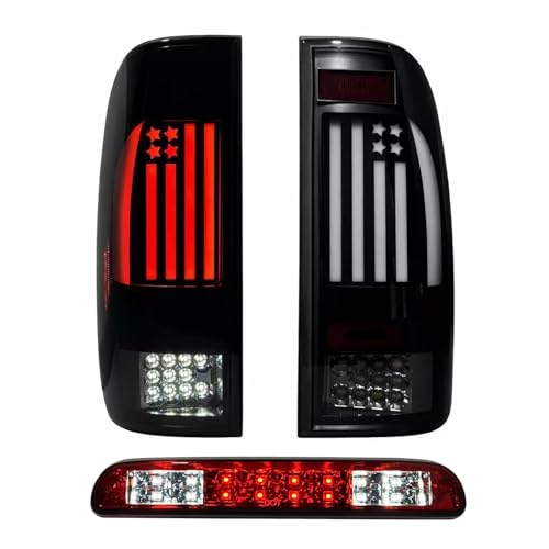 Suiwtaa All-in-One LED Tail Light+3rd Third Brake Light Cargo Lamp for Ford F250 F350 F450 F550 Super Duty(1999-2007).Upgraded Version Rear Taillight Assembly and High Mount Stop Light.