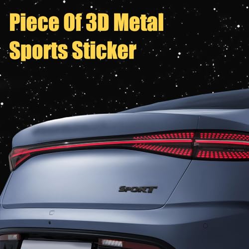 Image of 2PCS 3D Metal Sport Sticker for Car, Car Sport Emblem, 3D Premium Side Rear Trunk Emblem Badge Decals, Auto Badge Stickers Exterior Decoration Accessories Fit Most Cars (Black)