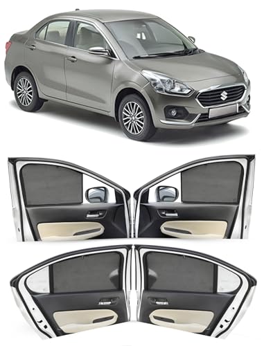 Image of Autofact Car Sunshades for Maruti Swift Dzire (2017 to 2024), UV Protection, Useful Car Accessories, Custom fit Sun Shades for Side Windows, Set of 4