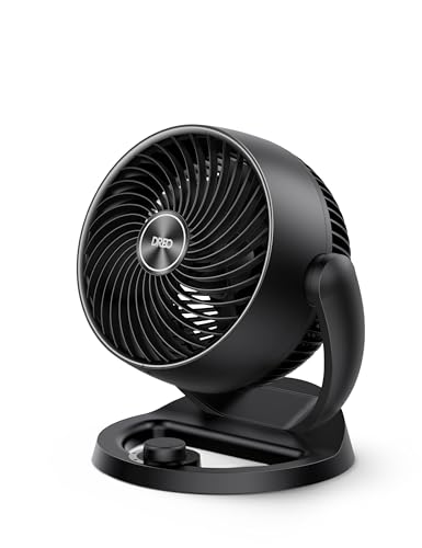 Dreo 28dB leiser Tischventilator, 30cm hoher Ventilator mit Kühlung, 3 Geschwindigkeiten 21m Luftstrom, 120° verstellbar Neigungswinkel Turbo-Luftzirkulator, tragbarer Lüfter für Schlafzimmer, Schwarz
