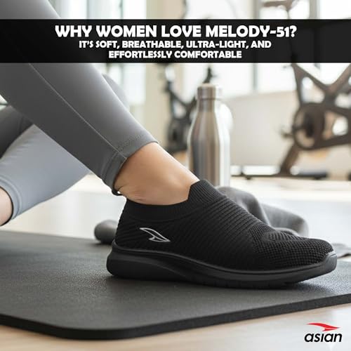 Image of ASIAN Melody-51 Women's Walking Shoes | Ultra-Light Sneakers with Soft Cushion Support, Flexible Sole, Breathable Warm Upper & Slip-On Comfort for Daily Walks & Travel