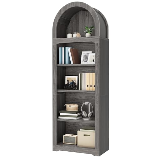 YITAHOME Arched Bookshelf, 68.5" Tall Bookcase, 5-Tier Arched Bookcase with Storage, Open Display Rack with Adjustable Shelves for Living Room and Home Office, Charcoal Gray by YITAHOME - Image 7