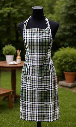 Image of Kitchen Apron for Women & Men | 100% Cotton | Cooking Apron with Big utility Pocket | Adjustable neck strap | Free Size | Kitchen Utensils Accessory