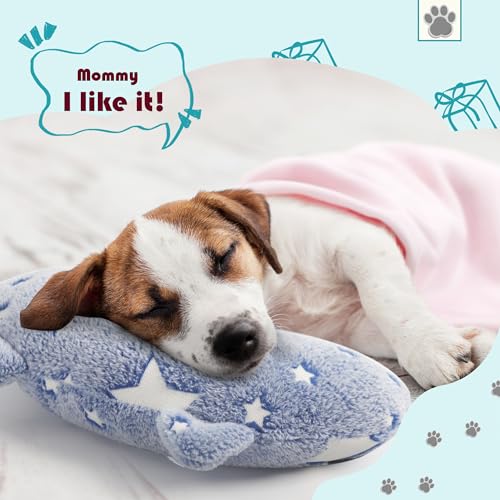 POMESEA Kissen für Hunde, Hunde-Nackenkissen, weich, flauschig, beruhigendes Spielzeug, halber Donut-Kuscheler, U-förmiges Kissen für Haustier, Gelenkentlastung, Schlafverbesserung (Blau)