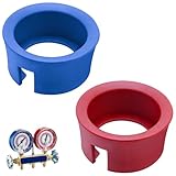 49190 Red & Blue HVAC Gauge Boots Cover Compatible with Ye-llow Jacket 3-1/8" HVAC Gauges, Refrigerant Gauge AC Gauges Manifold Protective Cover, Protective Boot Set Fit for TITAN & BRUTE II Manifolds
