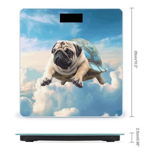 Báscula Digital de Baño Funny Turtle Pug Dog en vidrio templado miniatura 2