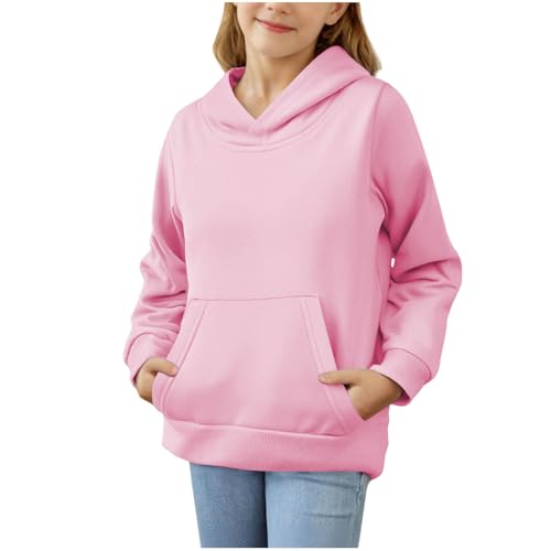 Toddler Girl Cotton Sport Hoodies Long Sleeve Thin Sweatshirts with Front Pocket High Elastic Solid Casual Top