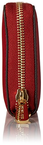 Image of Michael Kors Jet Set Travel Leather Continental Wallet- Burnt Red, Burnt Red /Gold, 8.25 inch x 4 inch x 0.75 inch