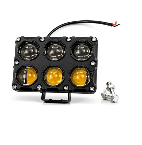 Image of 6 Lens LED Auxiliary Fog Light 40W for Motorcycle | 12V Waterproof Driving Lamp | Black Metal Body | Universal Fit Spotlight | With Mounting Bracket | High Brightness Beam