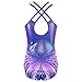 MODAFANS Gymnastics Leotards for Girls with Shorts Sparkly Ballet Dance Set Cross Back Activewear 6-7 Years,Colorful Butterfly