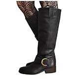 FGUUTYM Stivali da donna neri sopra il ginocchio, stivali lunghi con tacco, da donna, caldi, da cowboy, per autunno e inverno, Nero , 40