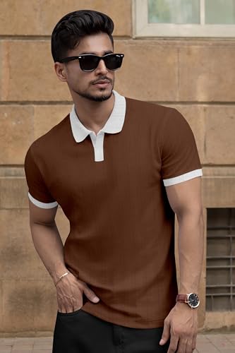 Image of Avix Men's Short Sleeve Polo T-Shirt with Collar and Cuffs, Regular Fit Casual T-Shirt, Stylish Comfortable Breathable Polo Tee for Men, Everyday Wear, Office, Travel & Weekend