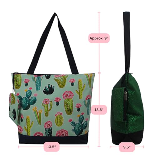 Image of NGIL Medium Top Zipper Closure Canvas Tote Bag with Attached Matching Coin Purse For Moms and Nurses