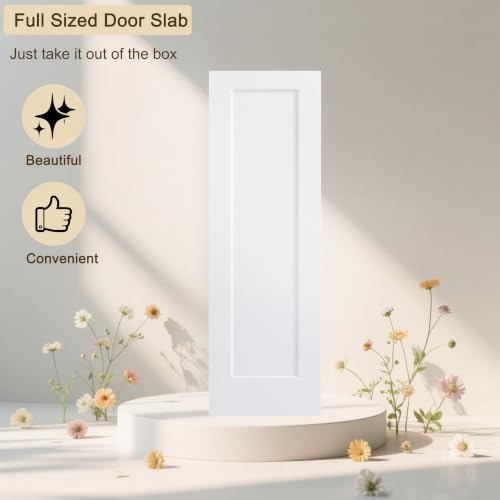 Image of BARNSMITH 26x80 in 1-Panel White Primed Molded Door Slab, Shaker Style Paintable Hollow Core Interior Door Panel, for Pocket, Swing, Sliding Door, Durable and Lightweight, No Assembly Required