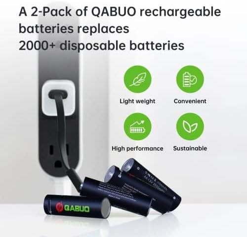 Miniatura 3 de QABUO Batería recargable de iones de litio USB-C AA, batería AA de alta capacidad de 1.5 V2550 MWh, puerto tipo C de carga rápida de 1.5 horas, la