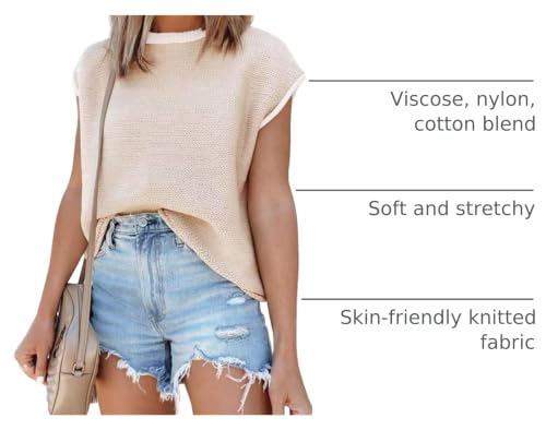 Image of Disamer Cap Sleeve Knit Sweater Tops Sleeveless Vest 2026 Spring Clothes Oversized Summer Tank Trendy Short Sleeve T Shirts