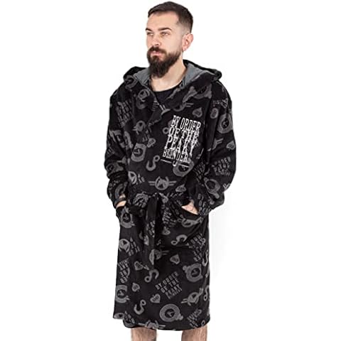 Peaky Blinders Dressing Gown For Men | Adults Garrison Tailor Soft Bathrobe | Series Merchandise Black Pjs Robe with Hood And Pockets Cover