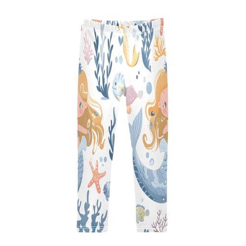 Toddler Girls Leggings Printed Yoga Pants Leggings Sea Princess Mermaid for Kids