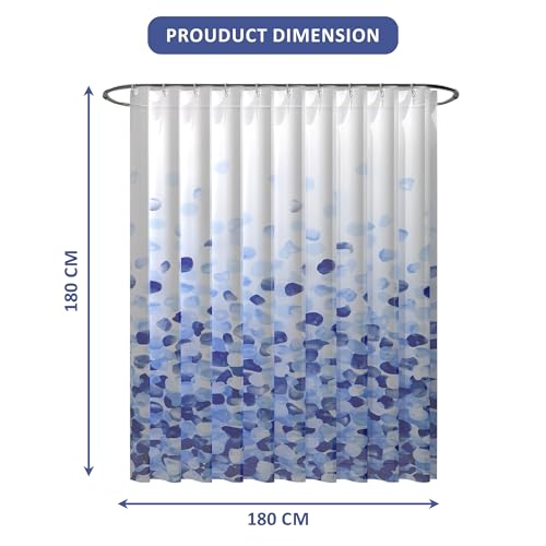 Image of Kuber Industries Pack of 3 Washable Bathroom Shower Curtain 6 Feet with Hooks | Quick-Drying & Easy to Clean Washroom| Includes 12 Plastic Hooks | JY-4-1 | Blue Dots