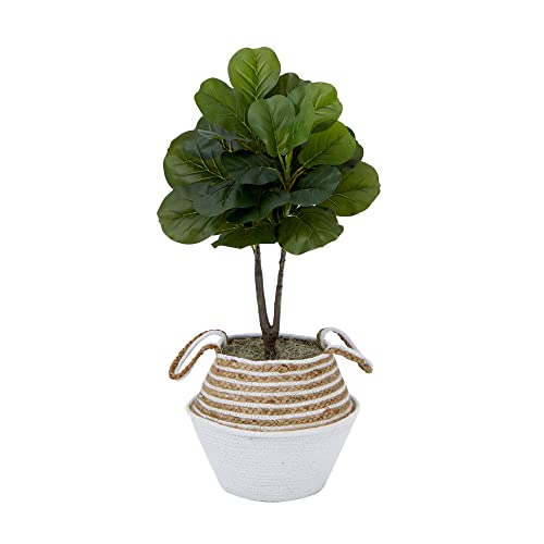 Nearly Natural 3ft. Artificial Fiddle Leaf Fig Tree with Handmade Cotton & Jute Woven Basket DIY Kit