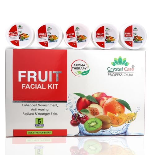 Fruit Facial Kit, Glowing & Bright Skin – | Herbal Skincare with Fruit Extracts for Radiant Complexion | Tan Removal & Instant Glow | Salon-Style Facial at Home 5 Step Facial Kit for Bridal & Party Use