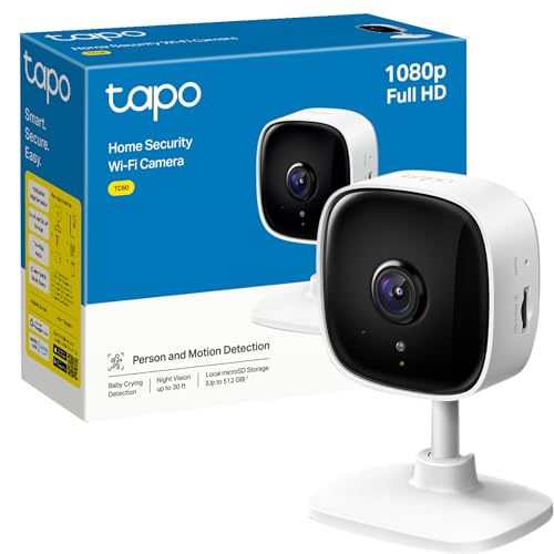 Tapo Mini Smart Security Camera, Indoor CCTV, Works with Alexa&Google Home, No Hub Required, 1080p, 2-Way Audio, Night Vision, SD Storage, Device Sharing (TC60) [Amazon Exclusive]