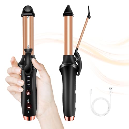 Cordless Rechargeable Curling Iron USB Rechargeable 4000mAh Cordless Hair Curler 356F Mini Travel Battery Powered Curling Iron USB Charge Battery 2 in 1 Portable Hair Straightener and Curler