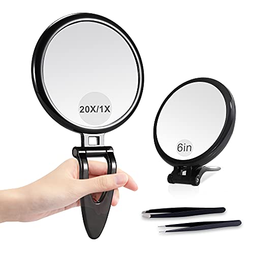 MIYADIVA 6 Inch 20X Magnifying Mirror, Hand Mirrors with Handle