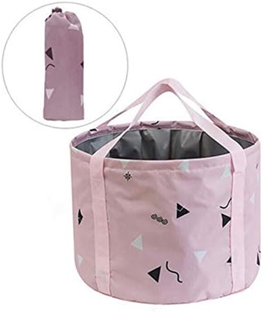 14L Collapsible Feet Soaking Bag Tub with Handles for Girls Women, Portable Pedicure Foot Spa Soak Bath Foldable Basin Bucket for Travel Camping, Pink