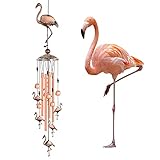 JOBOSI Flamingo Wind Chimes, Gifts for Mom Women Grandma Friends Mother, Flamingo Room Garden Decor Patio Decorations, with S Hook Flamingo Gifts
