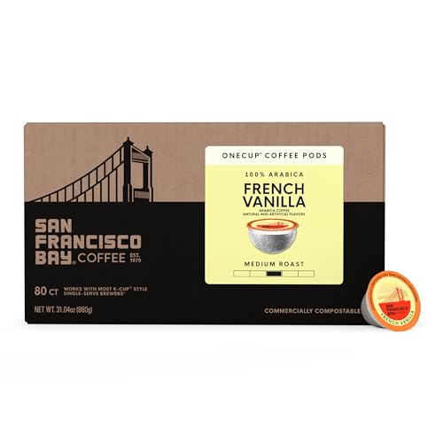 Image of San Francisco Bay K-Cup Coffee Pods, French Vanilla (80 ct), Medium Roast, Commercially Compostable Single-Serve Flavored Coffee Pods