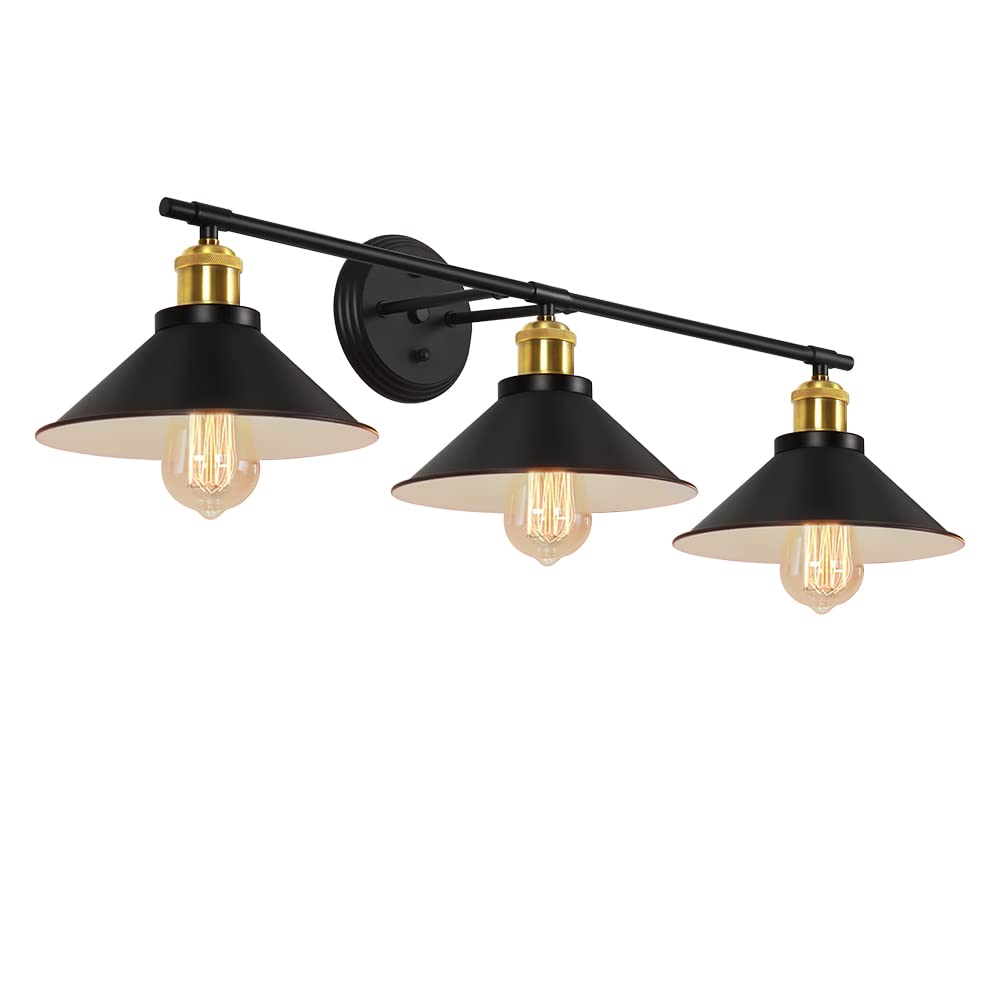 Vintage Bathroom Light fixtures, Farmhouse Black Wall Sconce with 3-Light, Suitable for Bedroom, Farmhouse, Vanity Mirror Cabinets, Dressing Table