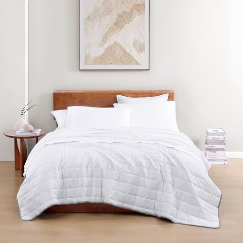 Image of Lane Linen 100% Organic Washed Cotton Sheet Set, White, Double, 4 Piece Set (1 Flat Sheet, 1 Fitted Sheet, 2 Pillowcase)