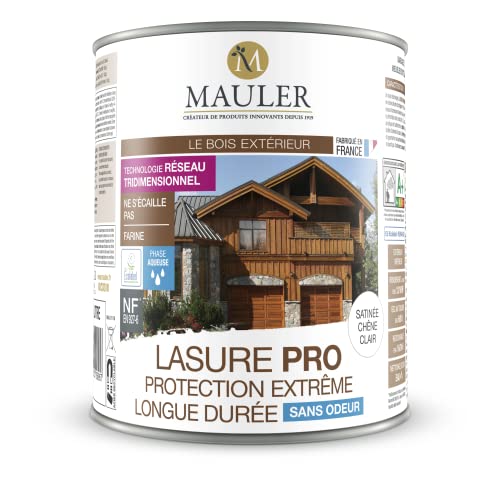 MAULER Lasure chêne clair 2,5L Pro ECOLABEL - protection très longue durée certifiée NF EN 927-6, ne pèle pas, ne s'écaille pas