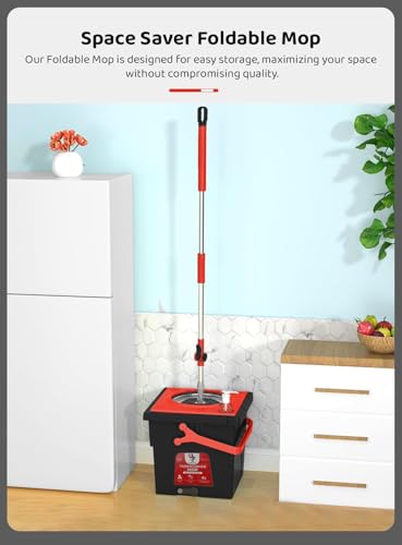 Image of UPC Spin Mop for Home Cleaning Floor | 360 Rotating Stainless Steel Spin Mop Stick with Bucket | Easy Spin Moppers for Cleaning Floor - Wet & Dry Use