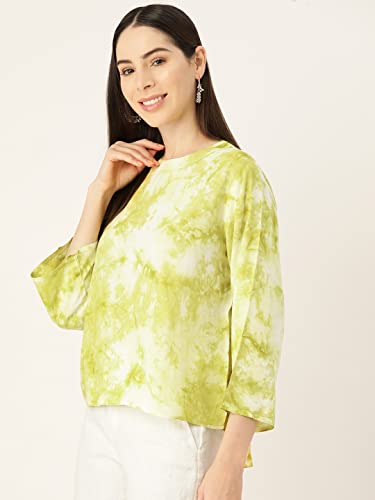 Image of Maaesa Rayon Top (X-Large, Green Off White)