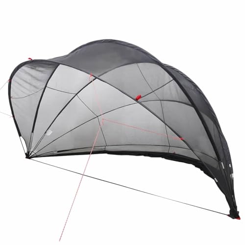 vidaXL Dôme de Piscine Noir 472 x 460 x 229 cm, Jardin et terrasse, dôme Moderne extérieur, auvent Anti-UV, Couverture de Piscine Pliable, Protection pour...