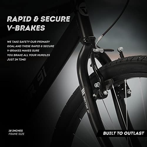 Image of VECTOR 91 Freedom 26T Matt Black Single Speed Hybrid Cycle with 18 Inches Steel Frame for Men, Rigid