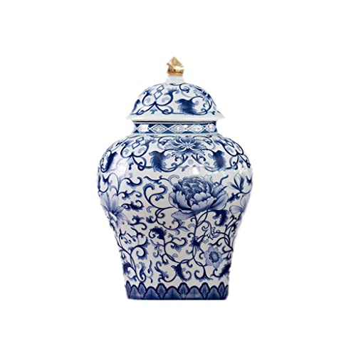 Artline Jingdezhen Ceramic Ginger Jar With Lid, Chinese Style Temple Jar, Blue And White Decorative Vase For Home Decor, Ceramic Storage Jar For Home Kitchen Dining Decoration #TOP13