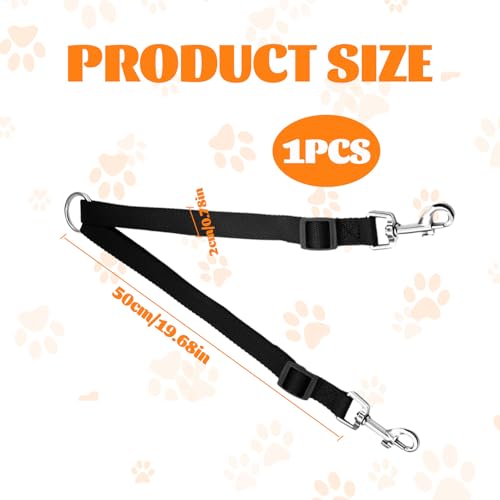 Double Ended Lead for Dogs,1 Pcs Double Lead for 2 Dogs,Adjustable Double Dog Lead,Double Ended Dog Lead for Harness,Black Double Clip Dog Lead for Harness and Collar - Image 3