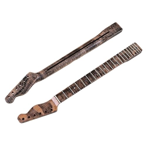 DIY Guitar Necks Tiger Pattern 6 String 21 Fret Neck Electric Guitar DIY Modification Accessories(Brown)