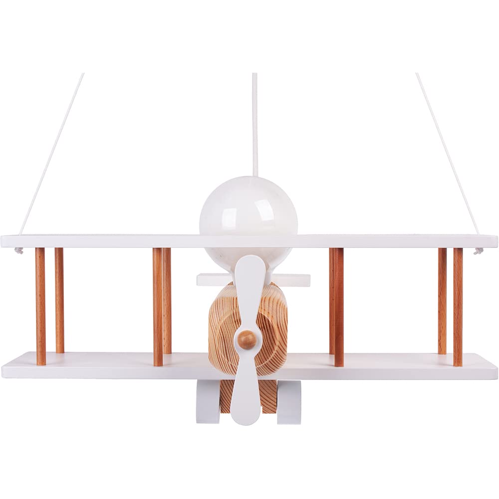ItalPol Produkt Lampada in legno da soffitto, lampadario a sospensione Aereo 45cm x 42cm per cameretta bimbo.