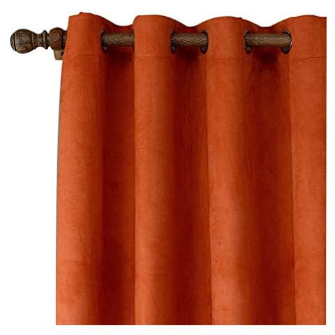 zhbotaolang Velvet Soft Curtains Thermal Insulated - Darkening Blackout Drapery Eyelet Drapes Drop Sunblind Pencil Pleat Window Treatment Decoration for Bedroom Living Room (Orange,140X240 cm) Cover
