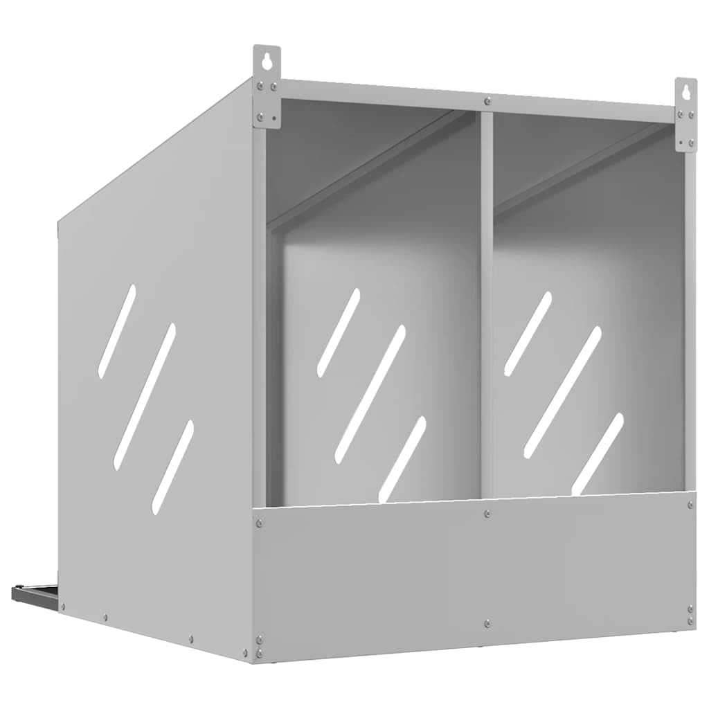 Caja nido de pollos con 2 compartimentos de metal galvanizado, 54 x 64 x 59,5 cm, resistente al óxido, con techo inclinado y ventilación para establo, pico, jardín e interior