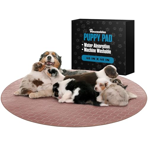 Houseables Whelping Pad, Whelping Mat, Washable Pee Pads for Dogs 48 x 48, Pet Mats for Floor Waterproof, Pee Proof Dog Blanket, Pet Rug, for Playpen, Puppy, Reusable, Potty, Crate Training, Large