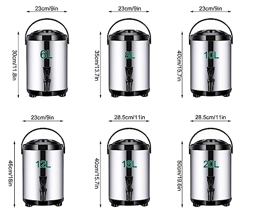 Distributore di acqua calda per catering, 16 l, secchio isolato in acciaio inox per bevande, tè, caffè