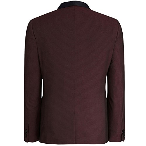 HBDesign Mens 1 Piece 1 Button Shawl Lapel Slim Fit Fashion Modern Tuxedo Wine Red2