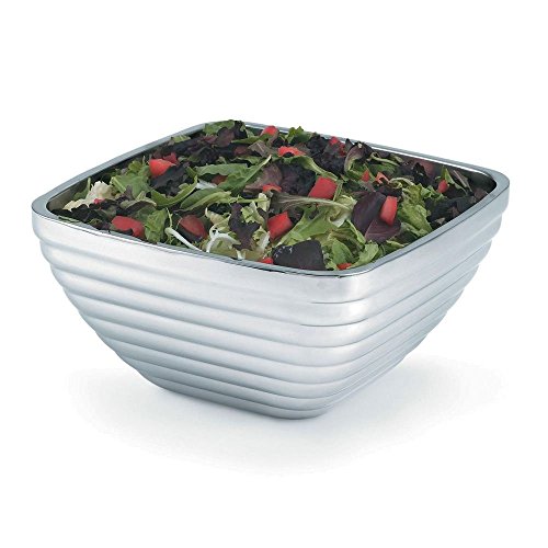 Vollrath 47637 Insulated Serving Bowl - Level Design, Beehive Texture, Square - 8-3/16 Qt. Capacity, Stainless Steel