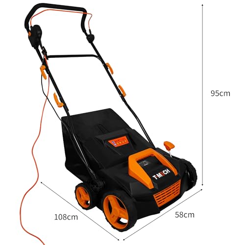 Kunstrasen Staubsauger Gras Bürste Rechen Reinigung Sauger Elektrisch 12m Stromkabel Blatt Zweig Selbstfahrend 380mm 50L Auffangbeutel 5 einstellbare Höhen 12,2kg Leichtgewichtig 3500 U/Min 1800W